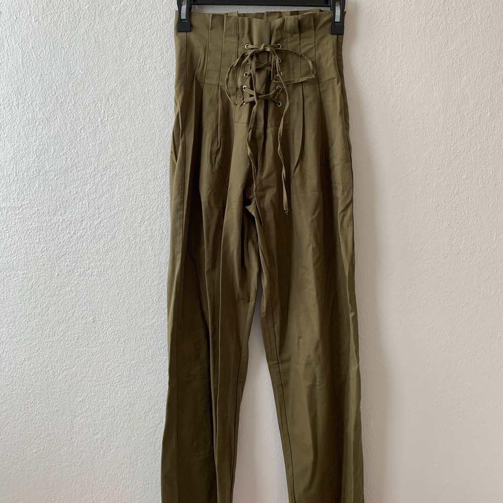 Paper Bag Khaki Green Pants from Pixie Market